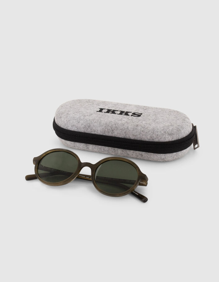 Unisex khaki crystal marble sunglasses-3