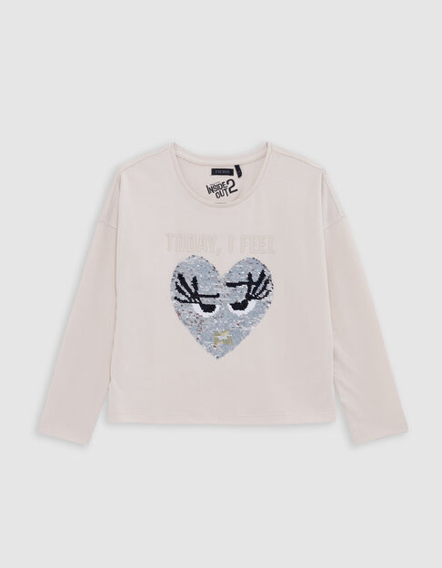 VICE-VERSA Bio-T-Shirt, Pailletten, Ecru, wendbar, Mädchen - IKKS