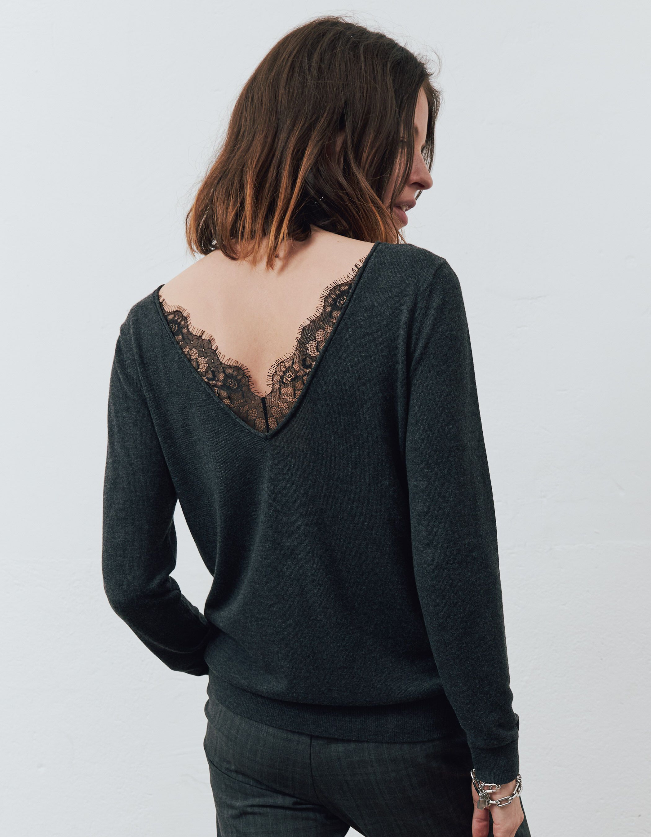 Pull gris shop foncé femme