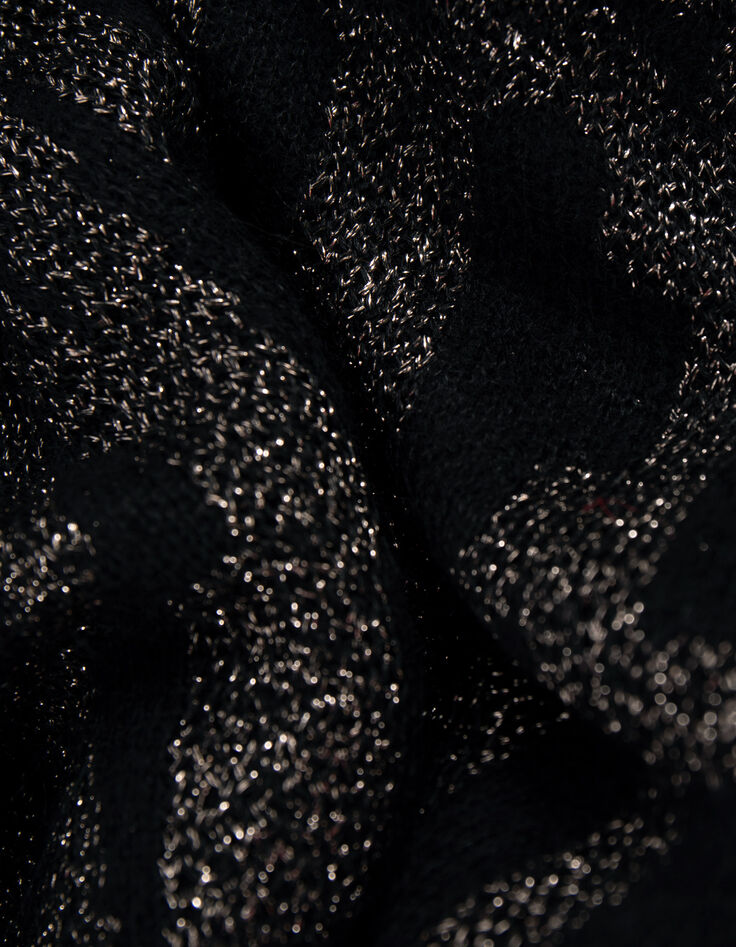 Jersey de mujer en jacquard negro con estampado caqui-8