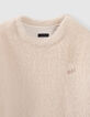 Cremewei&szlig;es M&auml;dchen-Sweatshirt aus Flauschstrick-2