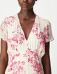 Robe midi &eacute;crue imprim&eacute; fleurs roses Femme-5