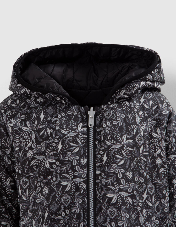 Plumas reversible negro jungle rock y negro liso niña-7