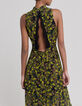 Robe longue noire recycl&eacute;e imprim&eacute; l&eacute;o floral Femme-5
