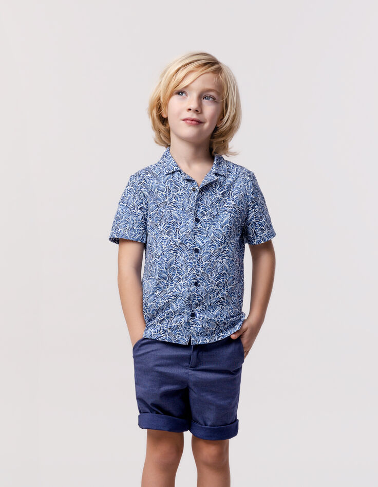 Chemise marine imprimé feuilles garçon-2