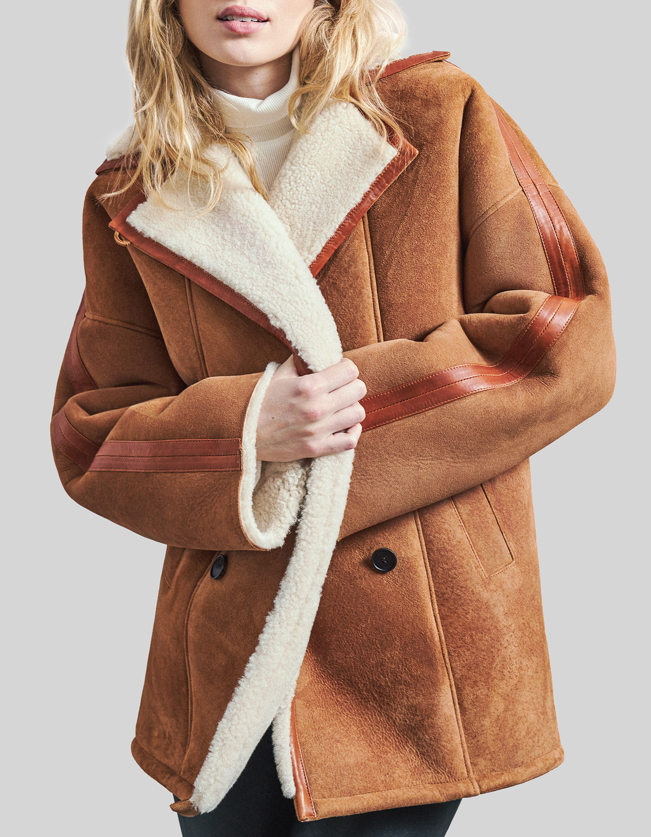 Manteau en peau retournée femme on sale