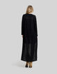 Zwart lang gebreid vest met ajourmesh Dames-3