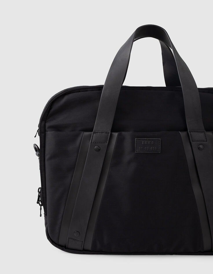 Sac noir en nylon cuir homme-3