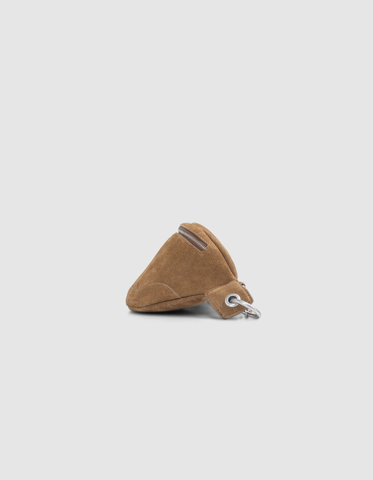 Sac banane 1440 camel cuir velours surpiqûres Femme-6