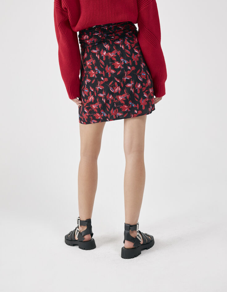 Falda corta roja floral rock mujer-3