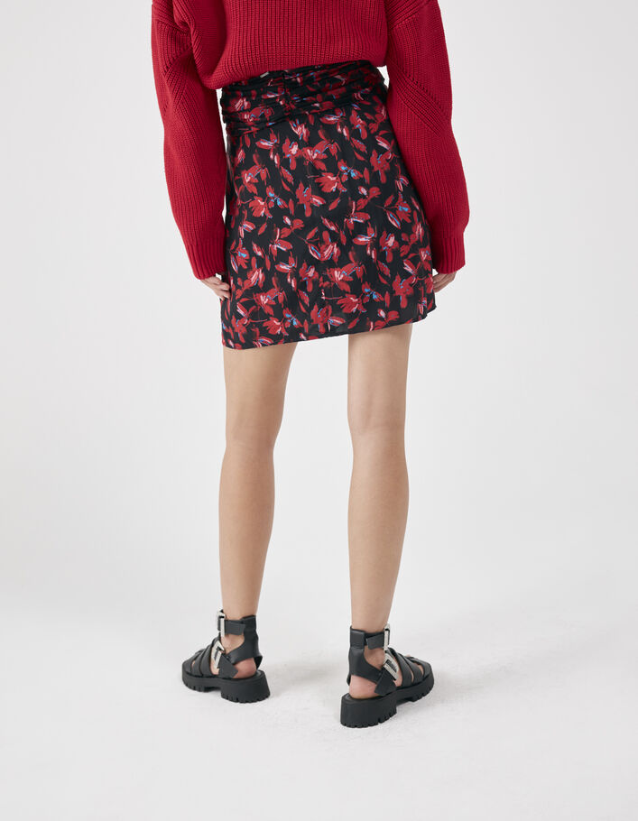 Jupe courte rouge imprimé floral rock Femme - IKKS
