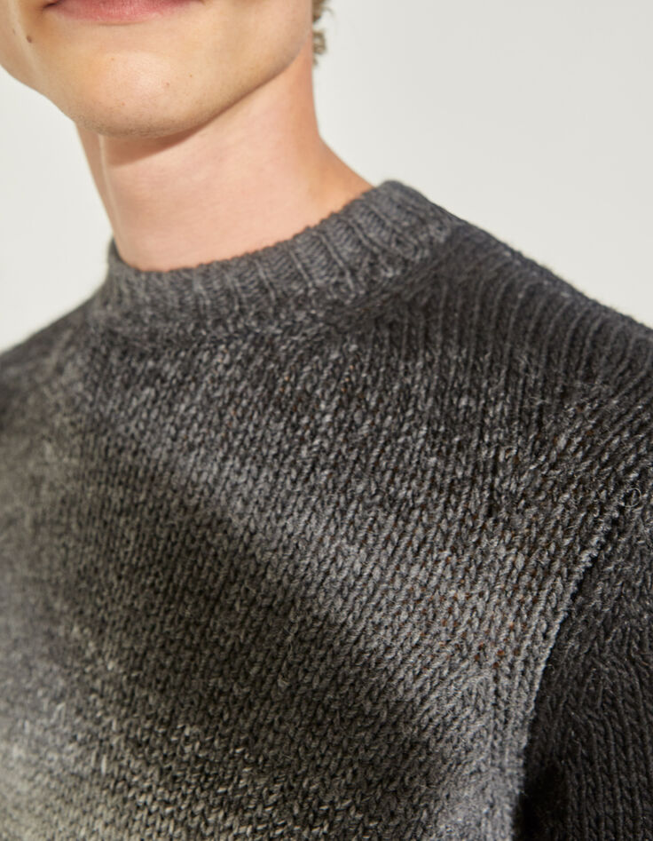 Men&rsquo;s charcoal faded-stripe knit sweater-5