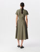 Vestido camisero caqui cinturón midi-2