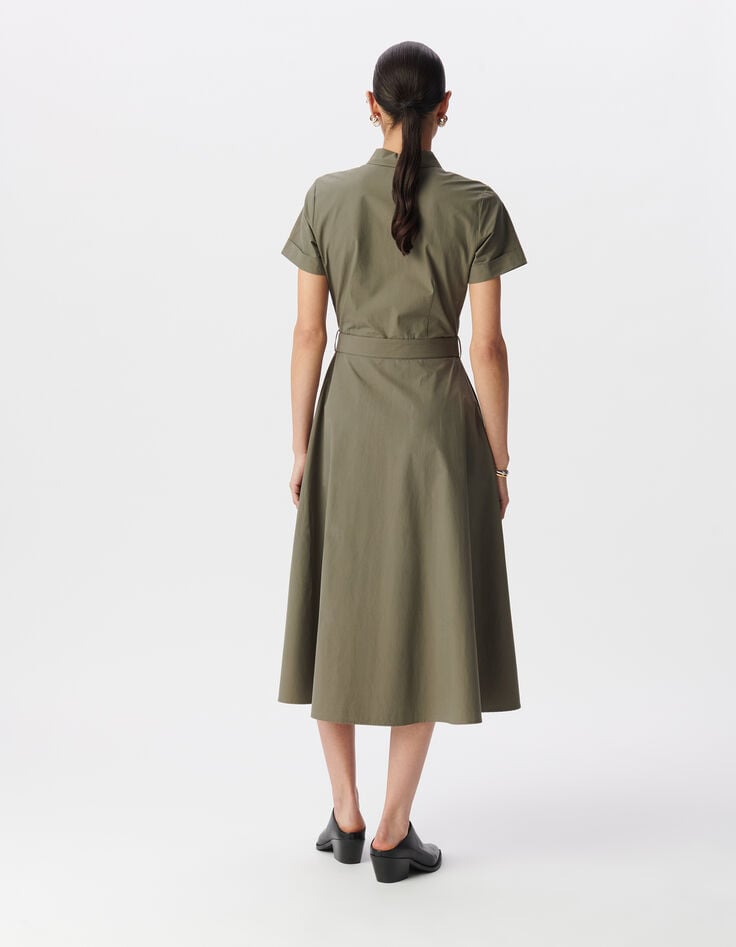 Vestido camisero caqui cinturón midi-2 Vestido camisero caqui cinturón midi-2