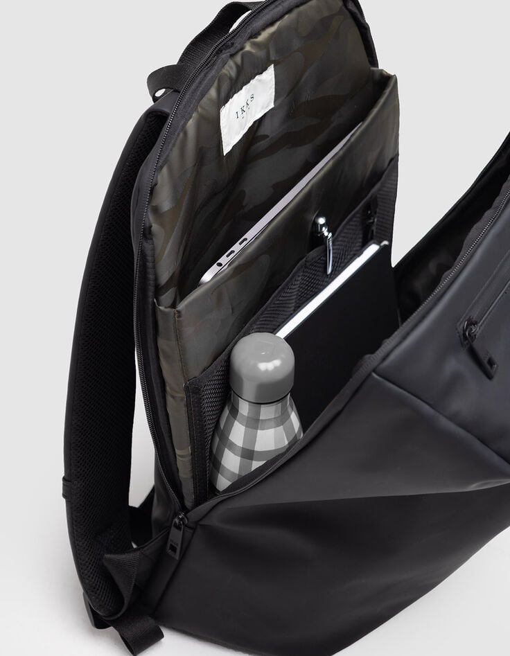 Schwarzer Nylon-Rucksack mit Wax-Effekt für Herren-4