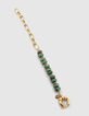 Pulsera amarilla cuentas verdes eslab&oacute;n &aacute;ncora-2