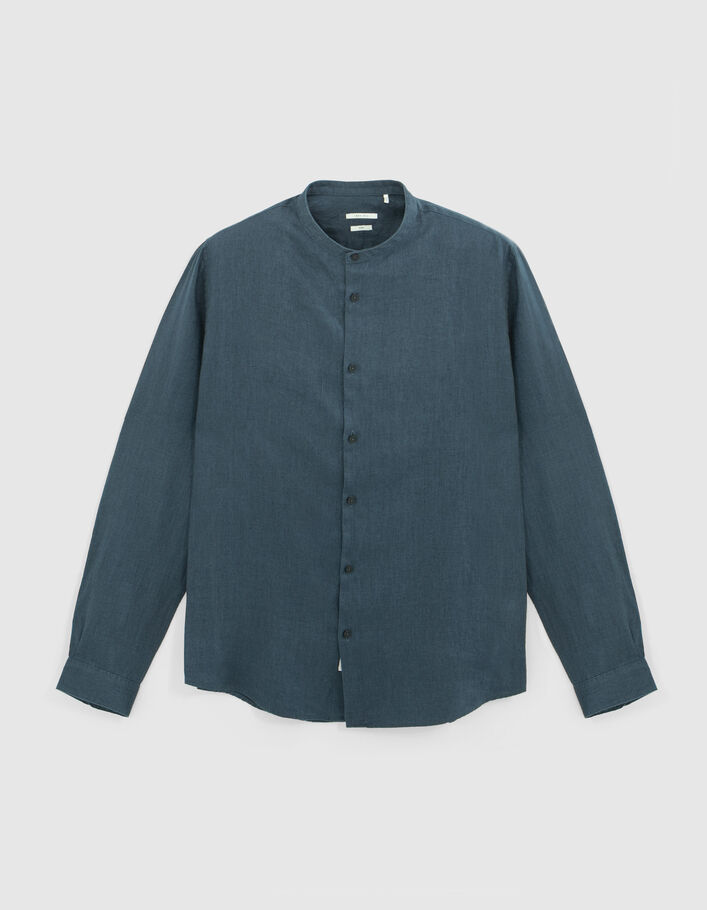 Camisa REGULAR pizarra 100 % lino cuello Mao hombre - IKKS