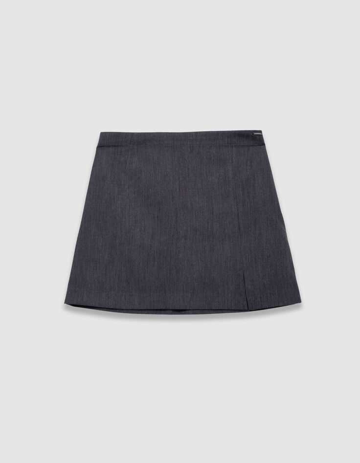 Pantalón flare 2 en 1 gris falda extraíble niña-6