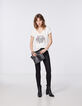 T-shirt gebroken wit acid wash opdruk dames-6