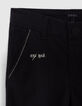 Boys' black chino shorts with saddle stitched pockets-3