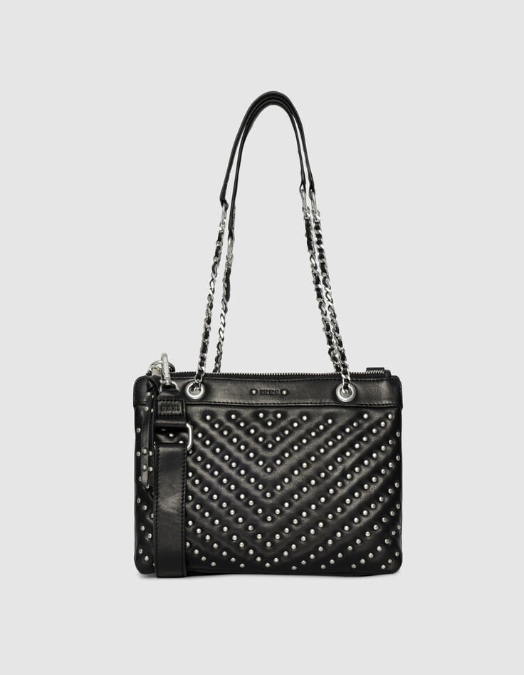 Women’s black quilted studded leather 1440 Reporter clutch-1 Women’s black quilted studded leather 1440 Reporter clutch-1