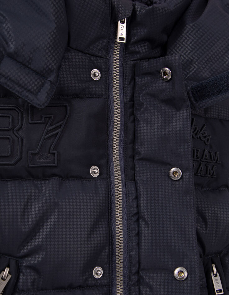 Boys’ navy houndstooth motif nylon padded jacket-5