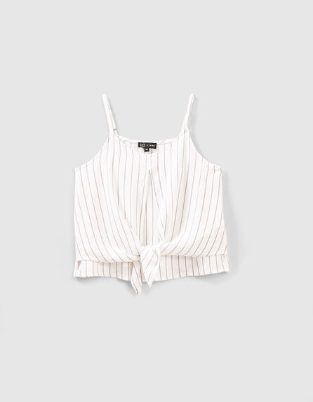 Girls’ off-white camisole with violet stripes