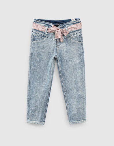 Vaqueros mom light blue con cintura pespunteada niña - IKKS