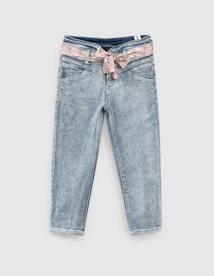 Vaqueros mom light blue con cintura pespunteada niña-1