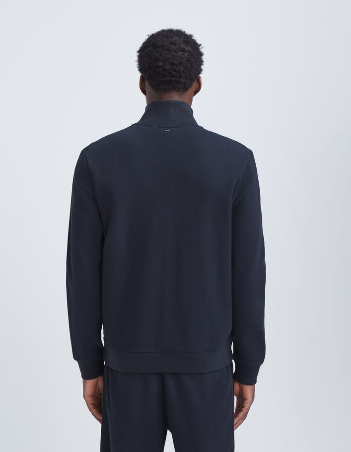 Cardigan marine maille piquée esprit sport Homme-3