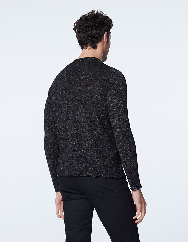 Men's black nep knit sweater-3