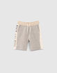 Graue Jungensweatbermudas mit beigen Seitenb&auml;ndern-1