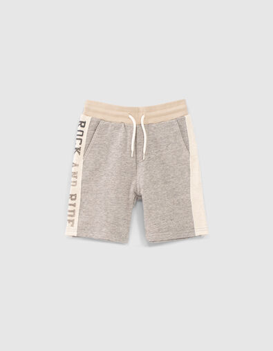 Graue Jungensweatbermudas mit beigen Seitenb&auml;ndern - IKKS