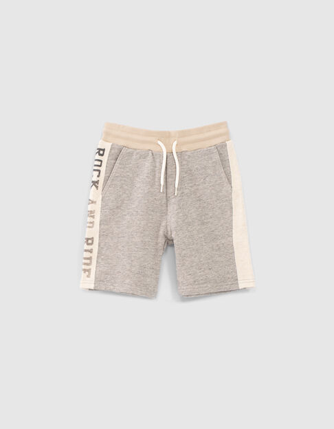 Bermuda gris molleton bandes côtés beiges garçon