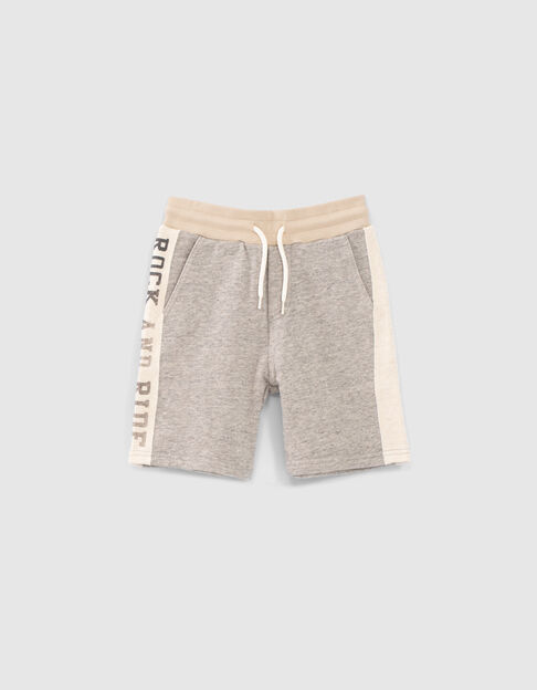 Boys’ grey sweatshirt fabric Bermudas, beige side bands