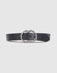 Ceinture robe en cuir noir boucle fantaisie torsade femme-2