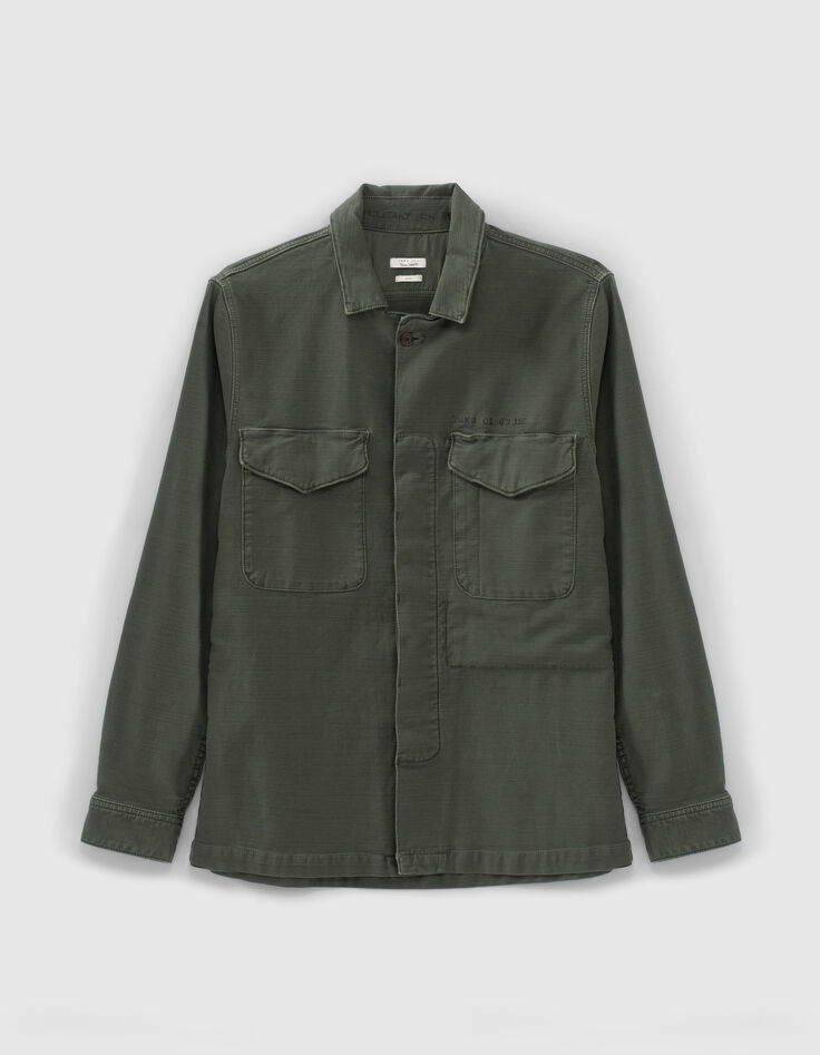 Men&rsquo;s khaki workwear-style canvas REGULAR overshirt-7