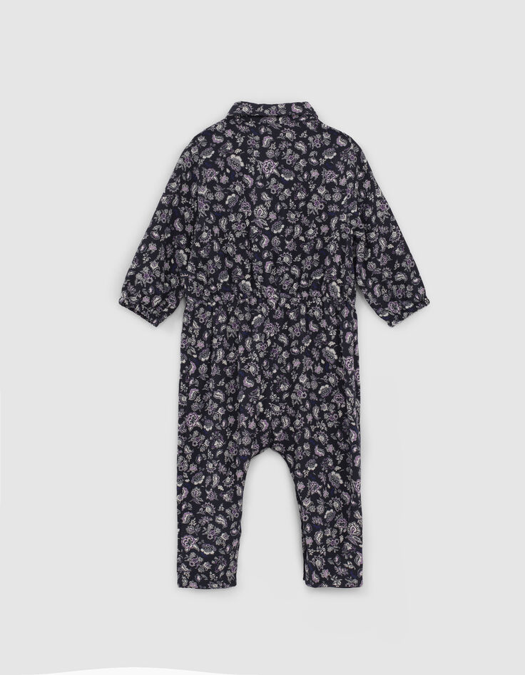 Combi longue navy imprimé cachemire Ecovero® bébé fille-3