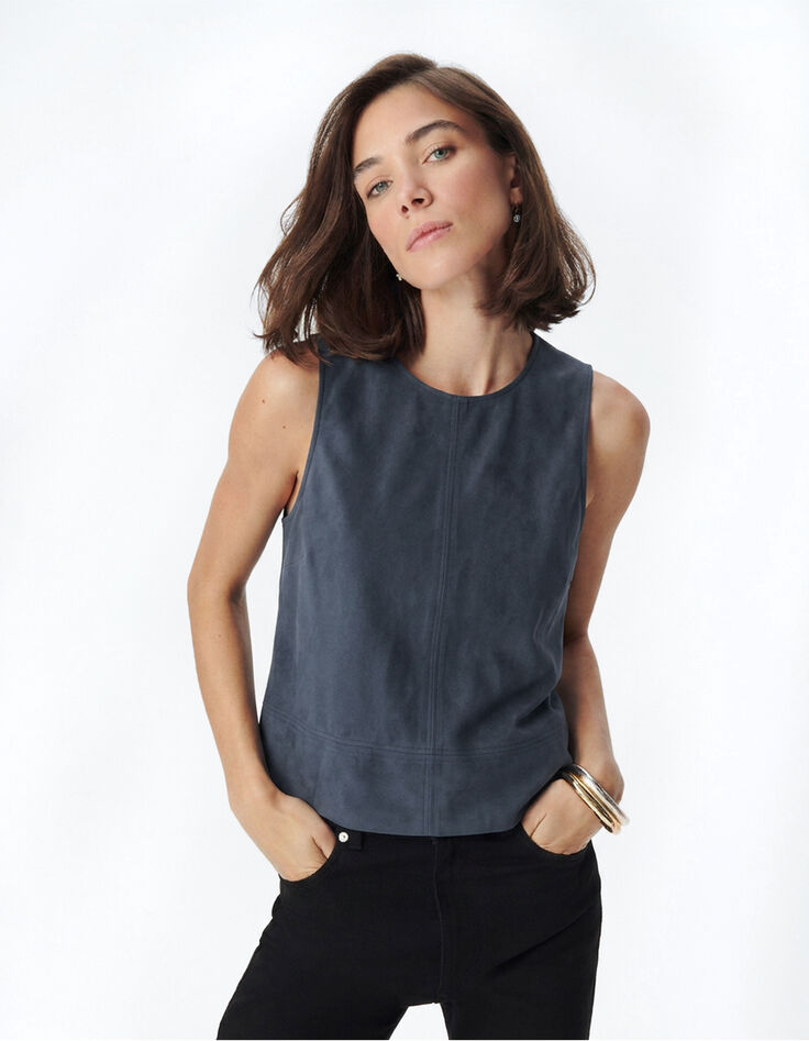 Women&rsquo;s blue-grey sleeveless top-2