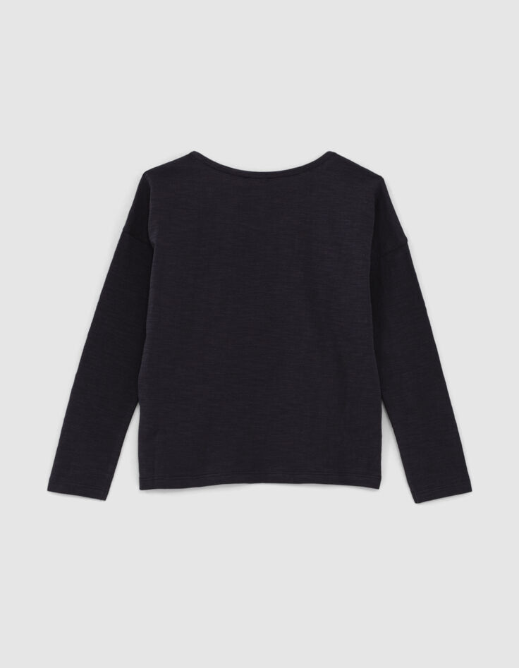 Blaues M&auml;dchenshirt mit Ankermotiv und Stickerei-4