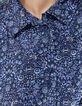 Top azul marino flores azules lazos delante mujer-4