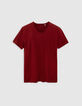 T-shirt L'Essentiel rouge foncé coton bio col V Homme-6