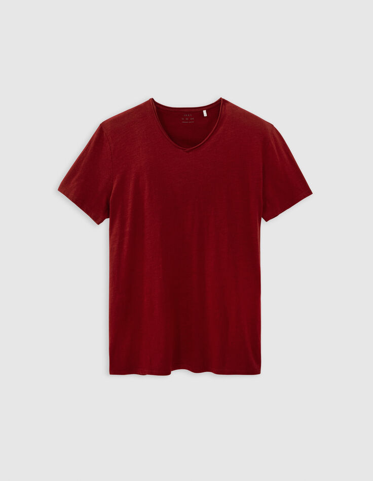 T-shirt L'Essentiel rouge foncé coton bio col V Homme-6