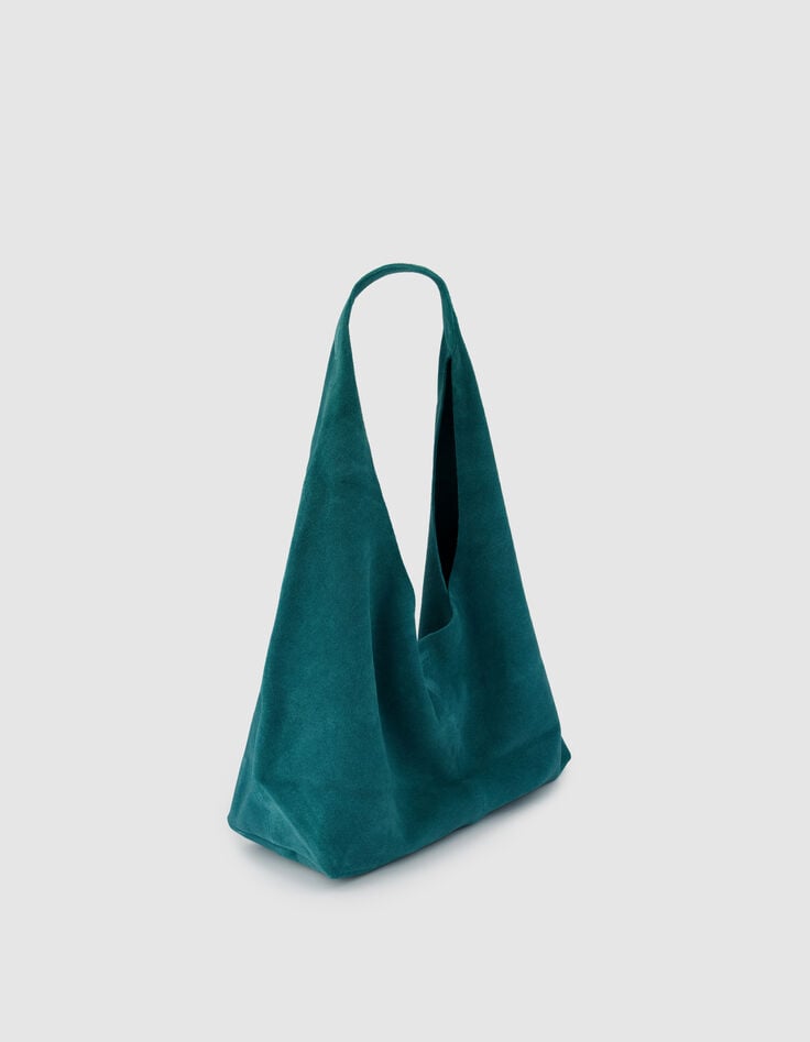 Hobo Tasche gr&uuml;n weiches Samt Leder Damen-2