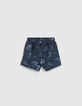 Blaue Badeshorts mit Toile-de-Jouy-Optik für Babyjungen-3
