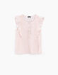 Blouse rose pâle avec volants et broderies fille-2