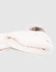 Bonnet écru tricot lurex fourré à torsades bébé fille-2