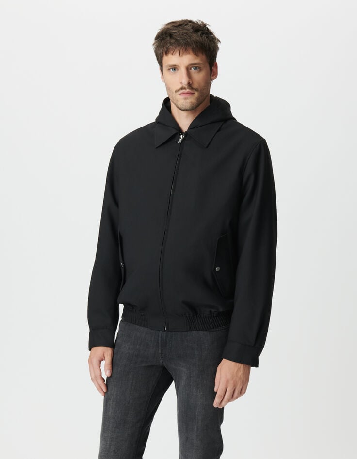 Blouson noir parementure noire amovible Homme-1 Blouson noir parementure noire amovible Homme-1