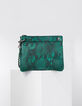 Sac double pochette Reporter cuir vert effet serpent femme-3