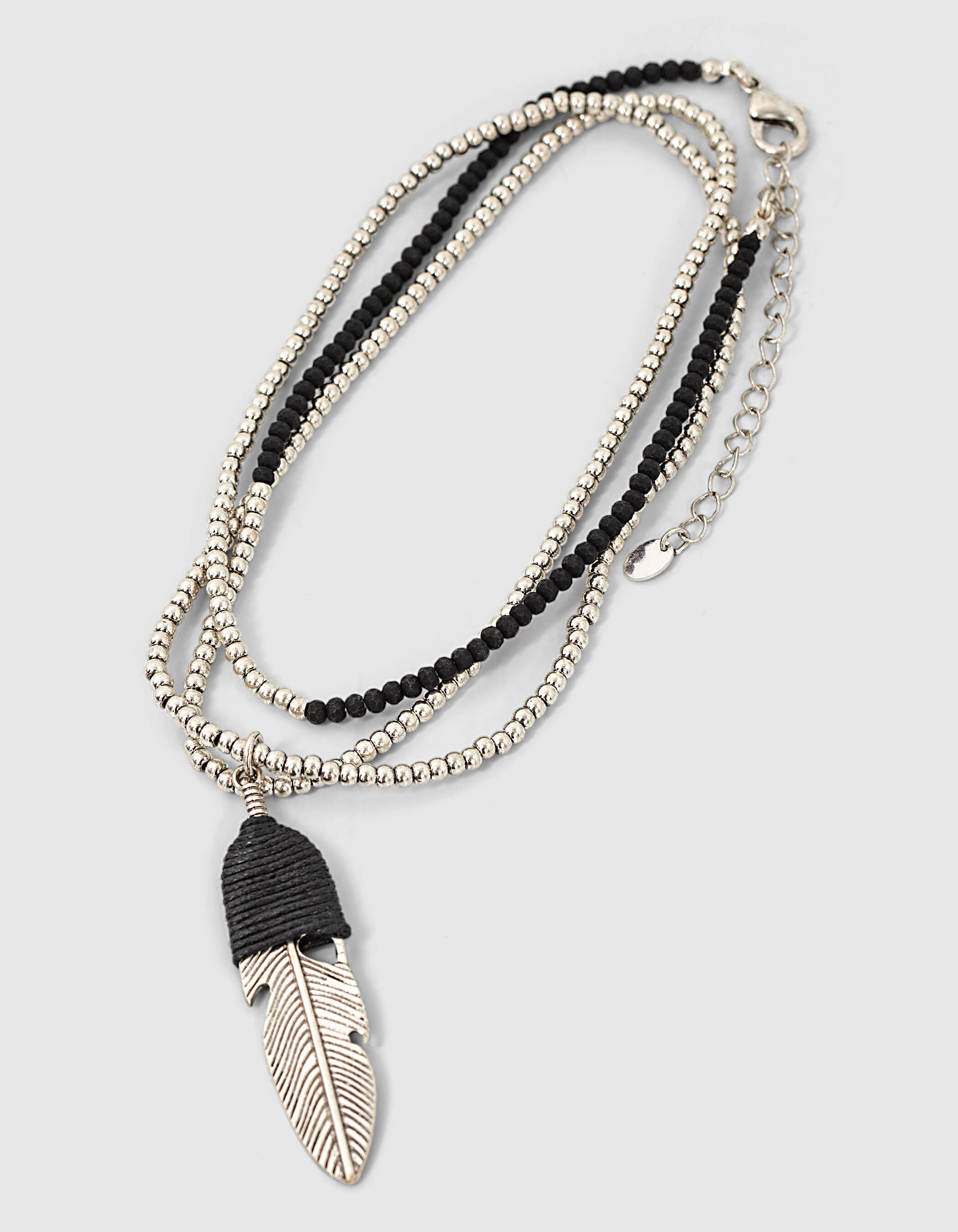 Collier sautoir en perles plume metal femme IKKS